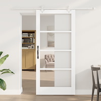 vidaXL Skjutdörr med hårdvarusset Vit 93x202 cm Solid Furu, vidaXL Inredd dörr med glas 'ORKDAL'Vit 93x202x4 cm
