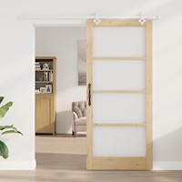 vidaXL Skjutdörr med Utrustningssats 93x211 cm Massivt Trä i Furu