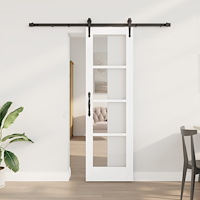 vidaXL Skjutdörr med Tillbehörsset Vit 61x198.5 cm Massivt Furuträ, vidaXL Inredningsdörr med Glas "ORKDAL" Vit 61x198.5x4 cm