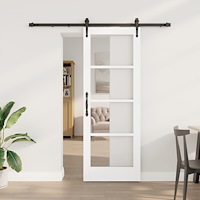 vidaXL Skjutdörr med Handtag Set Vit 73,5x198,5 cm Massivt Furuträ, vidaXL Inredningsdörr med Glas 'ORKDAL'Vit 73,5x198,5x4 cm