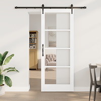 vidaXL Skjutdörr med tillbehör Set Vit 83x211 cm Massivt trä Pine, vidaXL Inredningsdörr med glas 'ORKDAL'Vit 83x211x4 cm