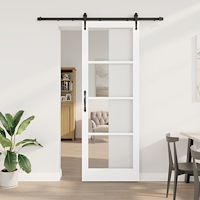 vidaXL Skjutdörr med hårdvarusats Vit 83x232 cm Massivt trä Fur, vidaXL Inredningsdörr med glas 'ORKDAL'Vit 83x232x4 cm