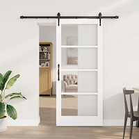 vidaXL Skjutdörr med hårdvarusats Vit 86x198,5 cm Massiv trä furu, vidaXL Inredningsdörr med glas 'ORKDAL'Vit 86x198,5x4 cm