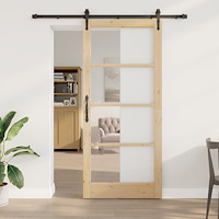 vidaXL Skjutdörr med hårdvarusats 93x211 cm Massiv Furu, vidaXL Inredningsdörr med Glas 'ORKDAL'93x211x4 cm Massiv Furu