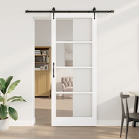 vidaXL Skjutdörr med hårdvaruset Vit 93x232 cm Massivt trä Furu, vidaXL Inredningsdörr med glas 'ORKDAL'Vit 93x232x4 cm