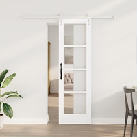 vidaXL Skjutdörr med Beslagssats Vit 61x198.5 cm Massiv Furu, vidaXL Innerdörr med Glas 'ORKDAL'Vit 61x198.5x4 cm