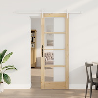 vidaXL Skjutdörr med Hårdvarusats 73.5x198.5 cm Massivt Tallträ, vidaXL Inredningsdörr med Glas 'ORKDAL'73.5x198.5x4 cm Massivt...