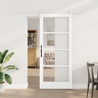 vidaXL Skjutdörr med hårdvaruset Vit 78x202 cm Solitt Trä Furu, vidaXL Inre dörr med Glas 'ORKDAL'Vit 78x202x4 cm