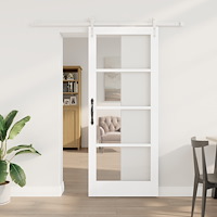 vidaXL Skjutdörr med komponenter Vit 83x202 cm Massivt träfuru, vidaXL Inredningsdörr med glas 'ORKDAL'Vit 83x202x4 cm