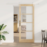 vidaXL Skjutdörr med Hårdvarusett 83x211 cm Massivt Trä Furu, vidaXL Inredningsdörr med Glas 'ORKDAL'83x211x4 cm Massivt Trä Fu...