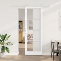 vidaXL Skjutdörr med Utrustningsset Vit 83x232 cm Massiv Furu, vidaXL Inomhusdörr med Glas 'ORKDAL'Vit 83x232x4 cm