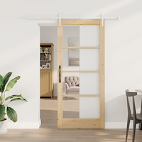 vidaXL Skjutdörr med Beslagsset 86x198.5 cm Massivt Tallträ, vidaXL Inredningsdörr med Glas 'ORKDAL'86x198.5x4 cm Massivt Tallt...