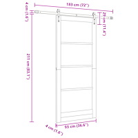 vidaXL Skjutdörr med beslag Set 93x211 cm Massivt trä Pall