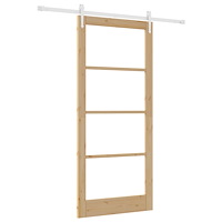 vidaXL Skjutdörr med beslag Set 93x211 cm Massivt trä Pall
