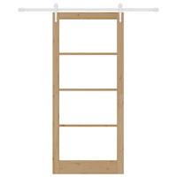vidaXL Skjutdörr med beslag Set 93x211 cm Massivt trä Pall