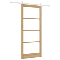 vidaXL Skjutdörr med beslag Set 93x211 cm Massivt trä Pall