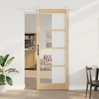 vidaXL Skjutdörr med Hårdvaruset 93x232 cm Massivt Trä Furu, vidaXL Inredningsdörr med Glas 'ORKDAL'93x232x4 cm Massivt Trä Fur...