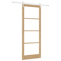 vidaXL Skjutdörr med Hårdvaruset 93x232 cm Massivt Trä Furu