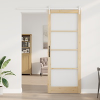 vidaXL Skjutdörr med Hårdvaruset 93x232 cm Massivt Trä Furu