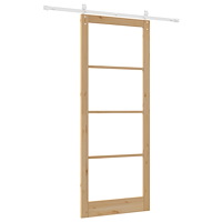 vidaXL Skjutdörr med Hårdvaruset 93x232 cm Massivt Trä Furu