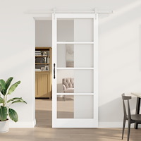vidaXL Skjutdörr med Hårdvarusats Vit 93x232 cm Massivt Trä Furu, vidaXL Inredningsdörr med Glas 'ORKDAL'Vit 93x232x4 cm