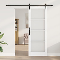 vidaXL Skjutdörr med beslagset Vit 78 x 211 cm Massivt trä Furu