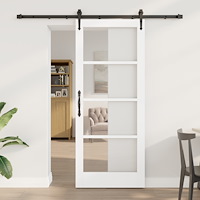 vidaXL Skjutdörr med Hårdvaruset Vit 83x202 cm Massivt Trä Furu, vidaXL Inredningsdörr med Glas 'ORKDAL'Vit 83x202x4 cm