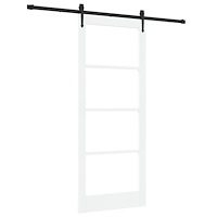 vidaXL Skjutdörr med Beslagset Vit 86x211 cm Massivt Furuträ