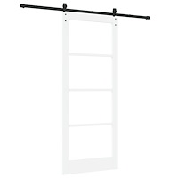 vidaXL Skjutdörr med Beslagset Vit 86x211 cm Massivt Furuträ
