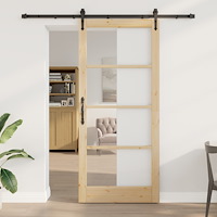 vidaXL Skjutdörr med hårdvaruset 93x211 cm Massivt tallträ, vidaXL Inredningsdörr med glas 'ORKDAL'93x211x4 cm Massivt tallträ