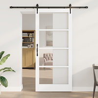 vidaXL Skjutdörr med Hårdvaruset Vit 93x211 cm Solid Trä Furu, vidaXL Inredningsdörr med Glas 'ORKDAL'Vit 93x211x4 cm
