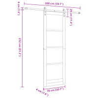 vidaXL Skjutdörr med Hårdvarusats 78x232 cm Massivt Trä Furu