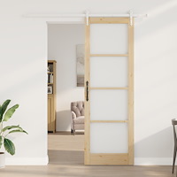 vidaXL Skjutdörr med Hårdvarusats 78x232 cm Massivt Trä Furu