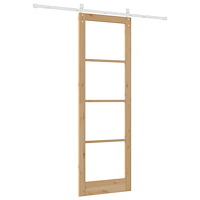 vidaXL Skjutdörr med Hårdvarusats 78x232 cm Massivt Trä Furu