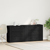 vidaXL Sideboards 2 st Svart ek Konstruerat trä