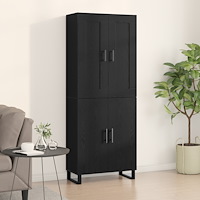 vidaXL Höjskåp Svart Ek 69.5x34x180 cm Konstruerat Trä