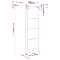 vidaXL Skjutdörr med Tillbehör Vit 83x232 cm Massivt Trä Furu