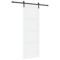 vidaXL Skjutdörr med Tillbehör Vit 83x232 cm Massivt Trä Furu