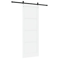 vidaXL Skjutdörr med Tillbehör Vit 83x232 cm Massivt Trä Furu