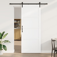 vidaXL Skjutdörr med Uppsättningsset Vit 93x232 cm Massivt Trä Furu, vidaXL Inre Dörr 'ORKDAL'Vit 93x232x4 cm Massivt Trä Furu