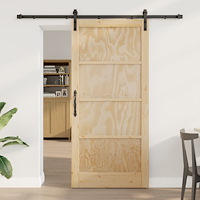 vidaXL Skjutdörr med beslag 93x202 cm Solid trä furu, vidaXL Inredningsdörr