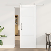 vidaXL Skjutdörr med Dörrset Vit 73.5x198.5 cm Massiv Trä Furu, vidaXL Inredningsdörr 'ORKDAL'Vit 73.5x198.5x4 cm Massiv Trä Fu...