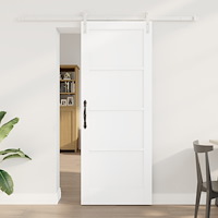 vidaXL Skjutdörr med Monteringsset Vit 78x202 cm Massivt Trä Furu, vidaXL Inre Dörr 'ORKDAL'Vit 78x202x4 cm Massivt Trä Furu