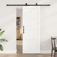 vidaXL skjutdörr med hårdvarusats vit 73,5x198,5 cm solid träfuru, vidaXL inredningsdörr 'ORKDAL'vit 73,5x198,5x4 cm solid träf...