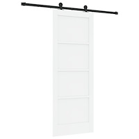 vidaXL Skjutdörr med Hardware Set Vit 78x202 cm Massivt Trä Furu