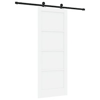 vidaXL Skjutdörr med Hardware Set Vit 78x202 cm Massivt Trä Furu