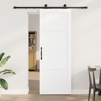 vidaXL Skjutdörr med Tillbehörsset Vit 78x211 cm Solitt Trä Fura, vidaXL Inredningsdörr 'ORKDAL'Vit 78x211x4 cm Solitt Trä Fura