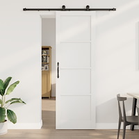 vidaXL Skjutdörr med Hårdvarukit Vit 78x232 cm Solid Furu, vidaXL Inredningsdörr 'ORKDAL'Vit 78x232x4 cm Solid Furu