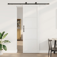vidaXL Skjutdörr med Hårdvarusats Vit 78x232 cm Massivt furuträ, vidaXL Inredningsdörr 'ORKDAL'Vit 78x232x4 cm Massivt furuträ