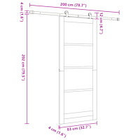 vidaXL skjutdörr med dörrhårdvara vit 83x202 cm massiv träfuru